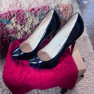 Christian Louboutin Patent Black Peeptoe Heels